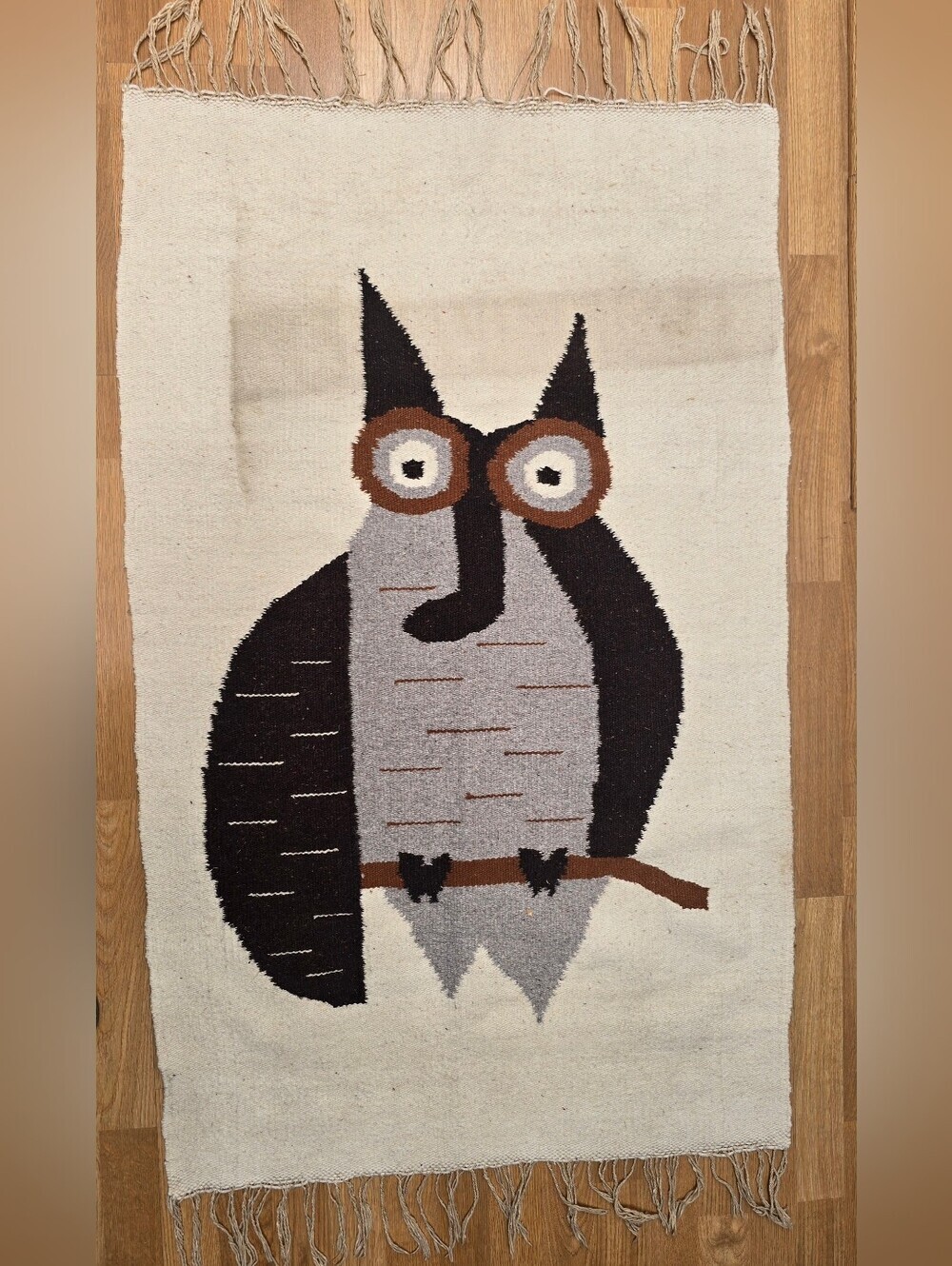 Mid Century Owl Wall Hanging or Rug